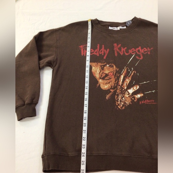 NWOT Freddy Krueger Brown Crew Loose Fit Sweater, sz MD - Picture 6 of 16